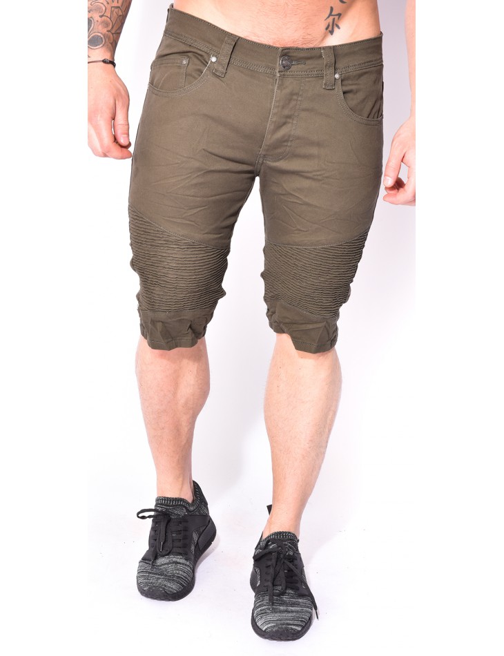 Biker-style Khaki Bermuda Shorts