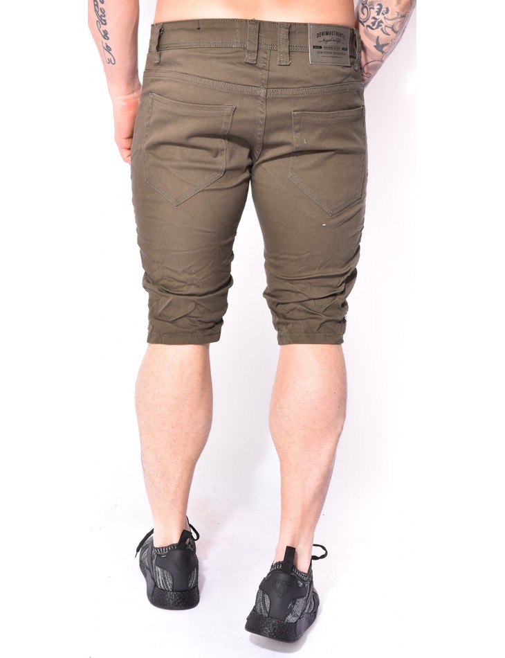Biker-style Khaki Bermuda Shorts